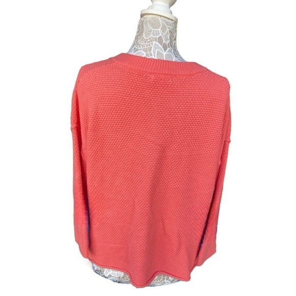 MOD REF Textured Cotton Coral V-neck Sweater | Size:S - Picture 4 of 10